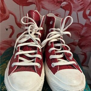 Converse Red and White High-Top Sneakers